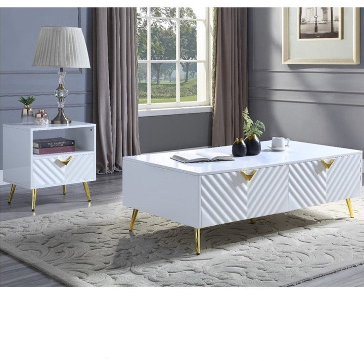 ACME Gaines White High Gloss Finish Coffee Table Model LV01139 - MONAVILLA