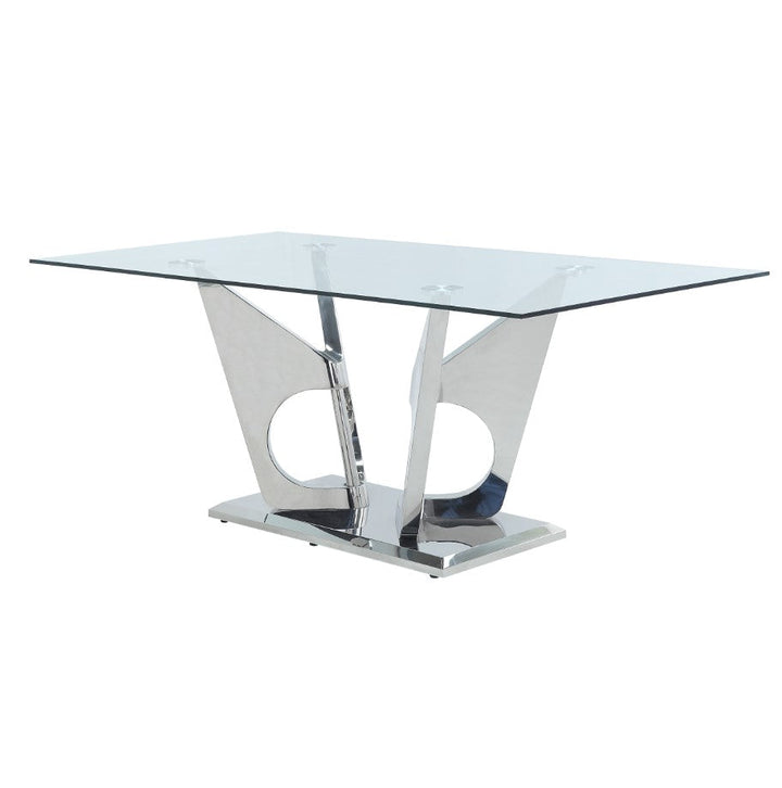 ACME Azriel Clear Glass & Mirrored Silver Finish Dining Table Model DN01191 - MONAVILLA