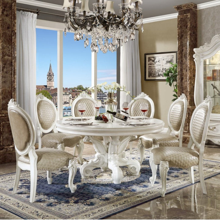 ACME Versailles PU & Bone White Finsih Dining Table Model DN01388 - MONAVILLA