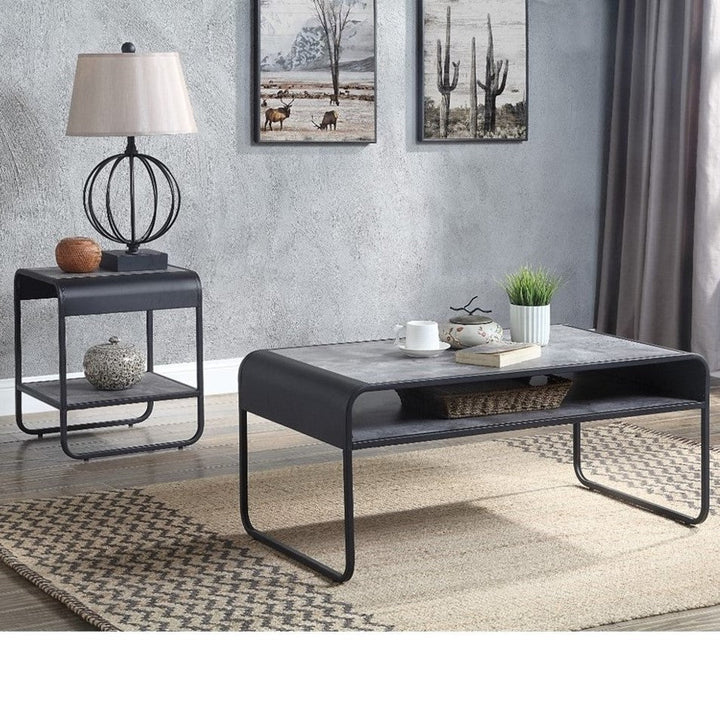 ACME Raziela Concrete Gray & Black Finish Coffee Table Model LV01145 - MONAVILLA