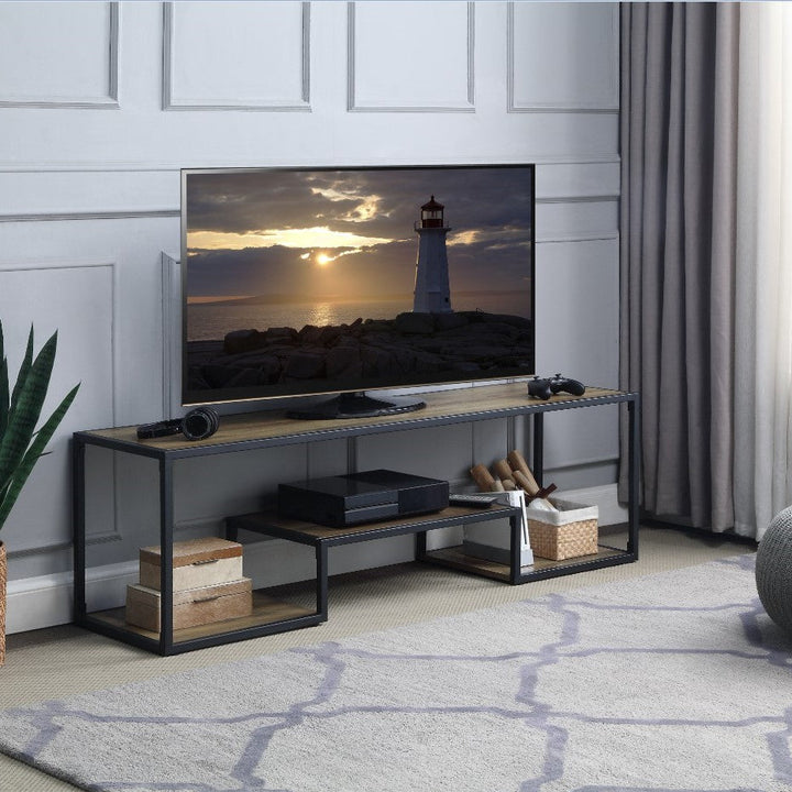 ACME Idella Rustic Oak & Black Finish TV Stand Model LV00888 - MONAVILLA