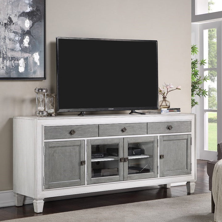 ACME Katia Rustic Gray & White Finish TV Stand Model LV01317 - MONAVILLA