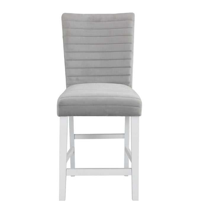 ACME Elizaveta Gray Velvet, Faux Crystal Diamonds &White High Gloss Finish Counter Height Chair Model DN00818 - MONAVILLA