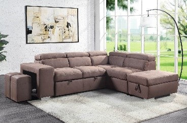 ACME Acoose Brown Fabric Sectional Sofa Model LV01025 - MONAVILLA