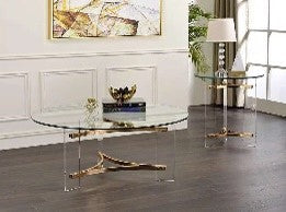 ACME Sosi Gold Finish Coffee Table Model LV01083 - MONAVILLA