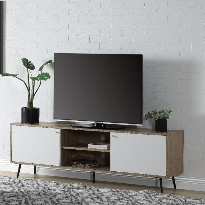 ACME Wafiya Rustic Oak, White & Black Finish TV Stand Model LV00790 - MONAVILLA