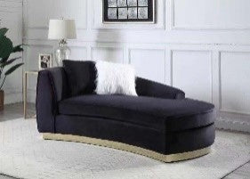 ACME Achelle Black Velvet Chaise Model LV01048 - MONAVILLA