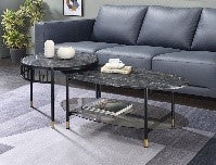 ACME Silas Faux Marble Top & Black Finish Coffee Table Model LV01088 - MONAVILLA