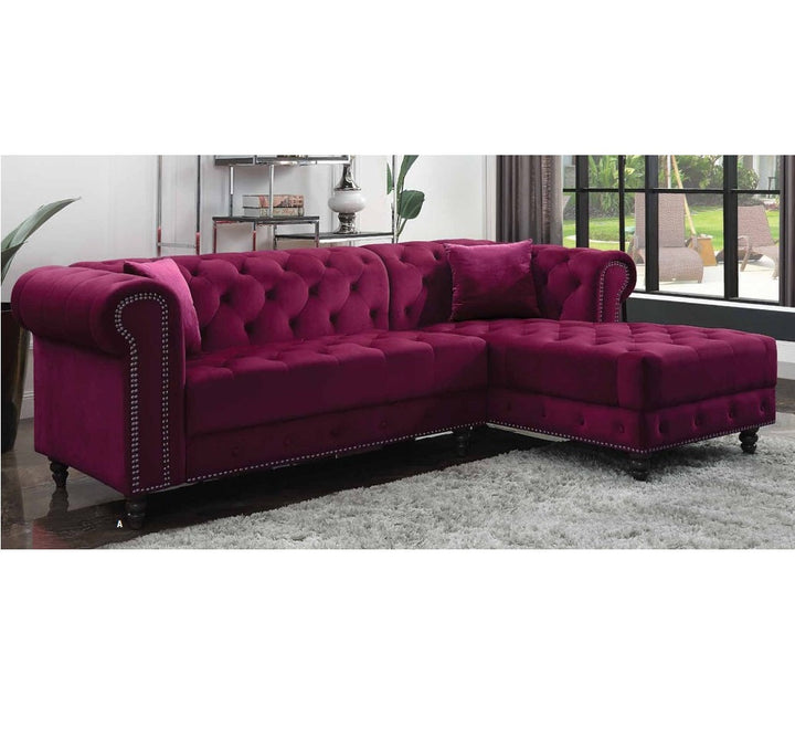 ACME Adnelis Red Velvet Sectional Sofa Model 57315 - MONAVILLA