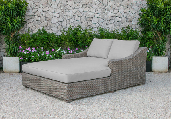 Divani Casa Pismo Outdoor Beige Wicker Sunbed - MONAVILLA