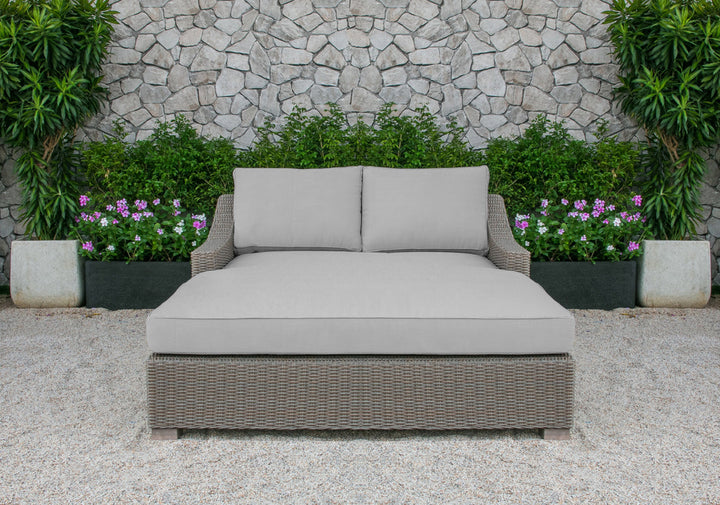 Divani Casa Pismo Outdoor Beige Wicker Sunbed - MONAVILLA