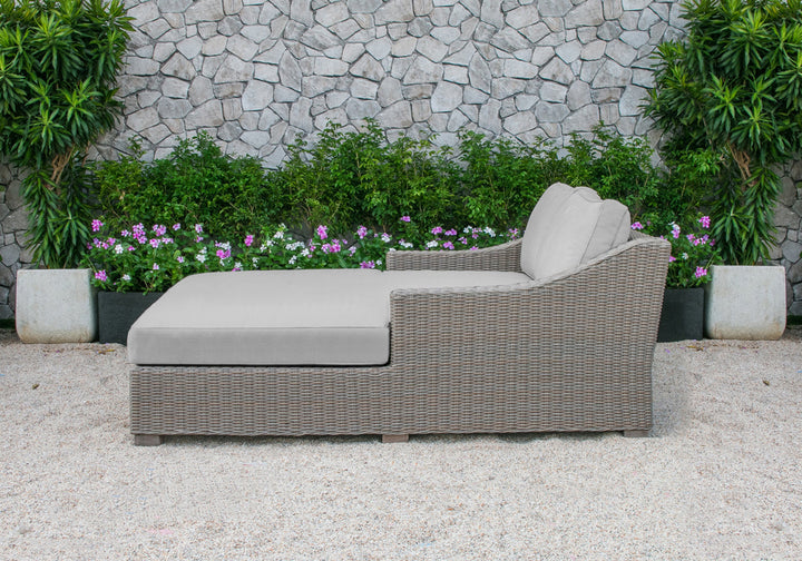 Divani Casa Pismo Outdoor Beige Wicker Sunbed - MONAVILLA