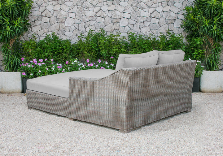 Divani Casa Pismo Outdoor Beige Wicker Sunbed - MONAVILLA