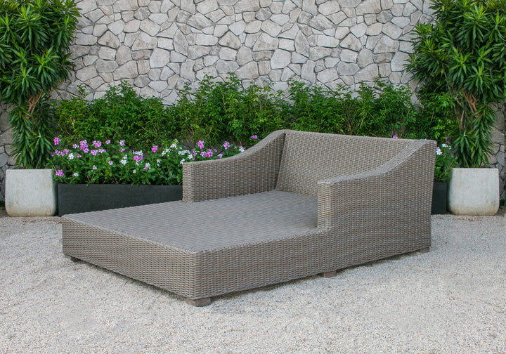 Divani Casa Pismo Outdoor Beige Wicker Sunbed - MONAVILLA