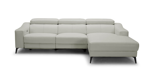 Modrest Rampart Modern L Shape RAF White Leather Sectional Sofa with 1 Recliner - MONAVILLA