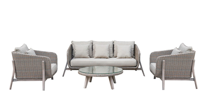 Divani Casa Carillo Outdoor Beige Wicker Sofa Set - MONAVILLA