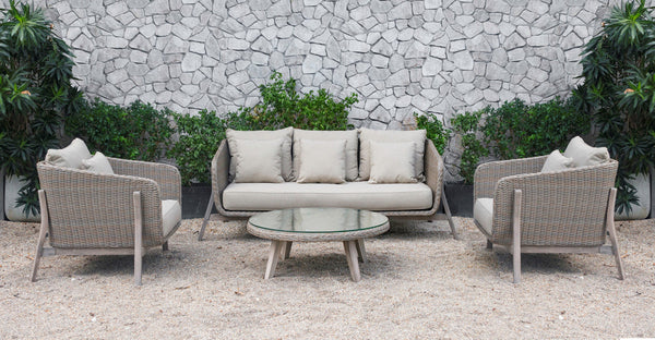 Divani Casa Carillo Outdoor Beige Wicker Sofa Set - MONAVILLA