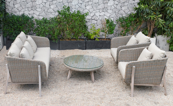 Divani Casa Carillo Outdoor Beige Wicker Sofa Set - MONAVILLA