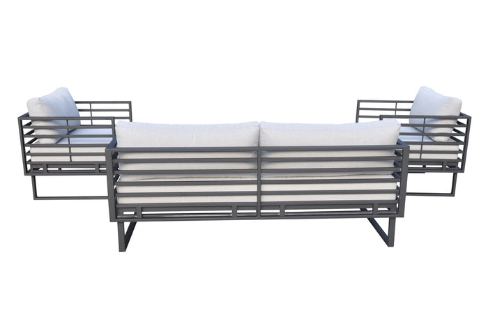 Divani Casa Wharf Outdoor Grey & Black Sofa Set - MONAVILLA