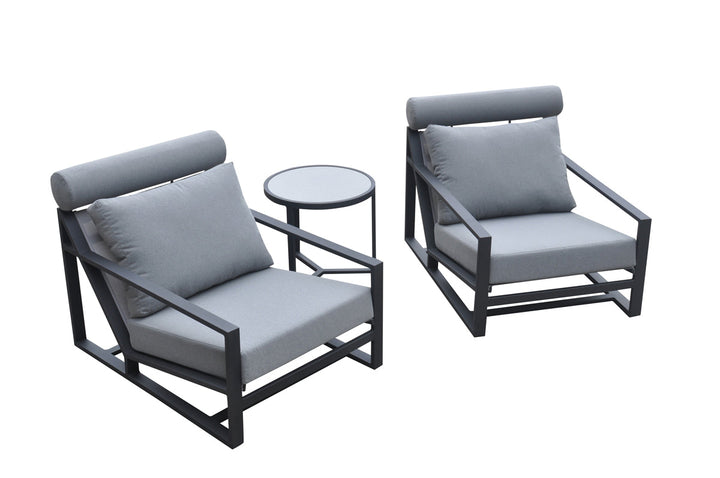 Divani Casa Boardwalk Outdoor Grey Lounge Chair Set - MONAVILLA