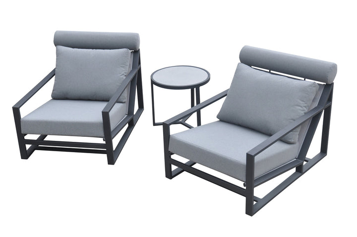 Divani Casa Boardwalk Outdoor Grey Lounge Chair Set - MONAVILLA