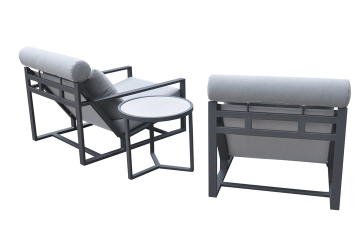 Divani Casa Boardwalk Outdoor Grey Lounge Chair Set - MONAVILLA