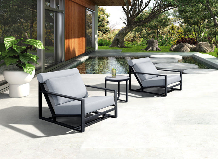 Divani Casa Boardwalk Outdoor Grey Lounge Chair Set - MONAVILLA