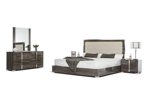 Queen Modrest San Marino Modern Grey Bedroom Set - MONAVILLA