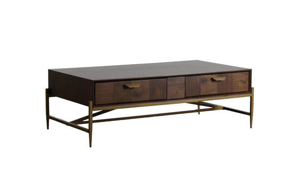 Modrest Shane Modern Acacia & Brass Coffee Table - MONAVILLA