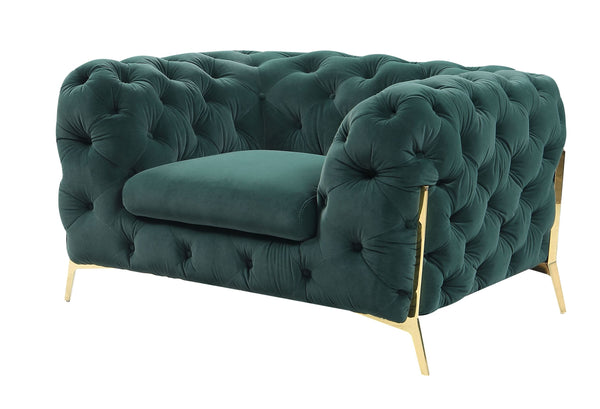 Divani Casa Sheila Transitional Emerald Green Fabric Chair - MONAVILLA