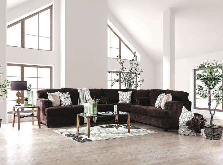 Furniture Of America Brynlee Chocolate Transitional Sectional (*Pillows Sold Separately) Model SM6410-SECT - MONAVILLA