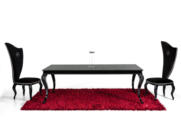 A&X Sovereign Transitional Black Crocodile Dining Table with Black Gloss Legs - MONAVILLA