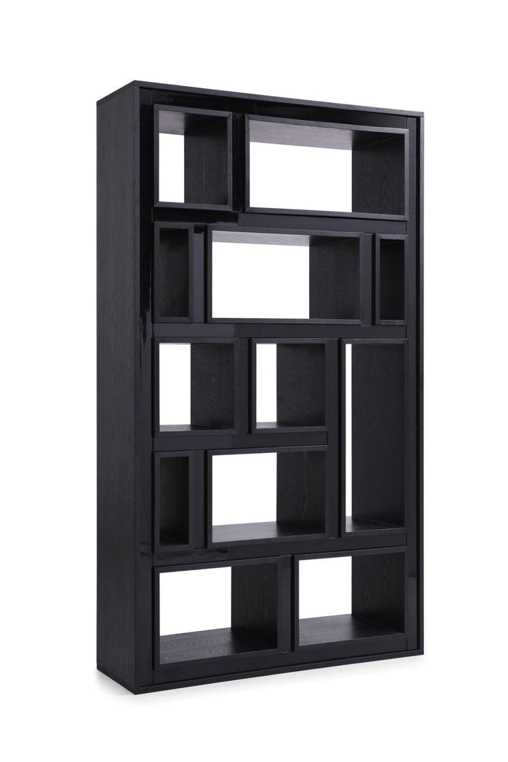 Modrest Suffolk Contemporary Black Ash Bookcase - MONAVILLA