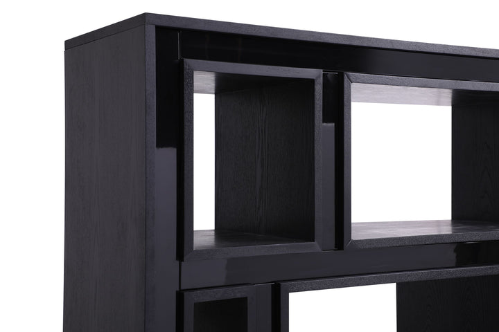 Modrest Suffolk Contemporary Black Ash Bookcase - MONAVILLA