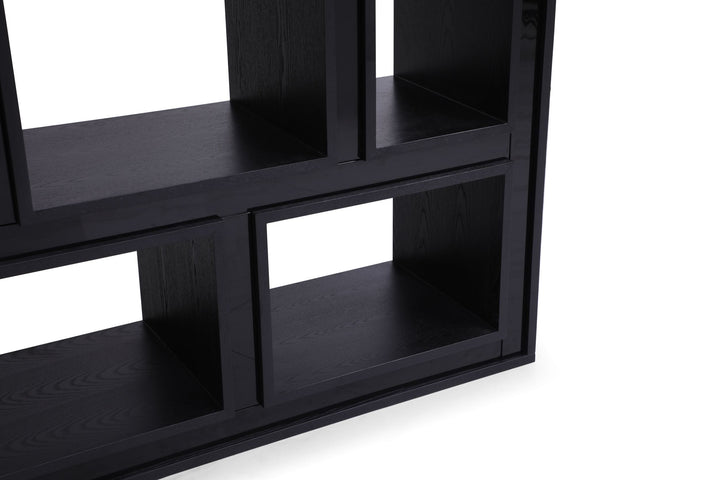 Modrest Suffolk Contemporary Black Ash Bookcase - MONAVILLA