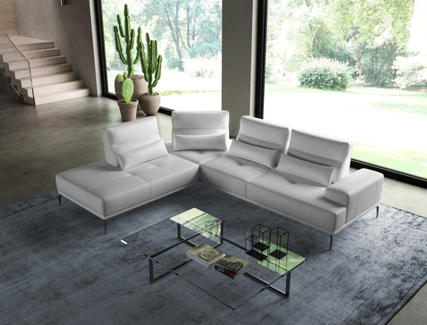 Coronelli Collezioni Sunset Contemporary Italian White Leather Left Facing Sectional Sofa - MONAVILLA