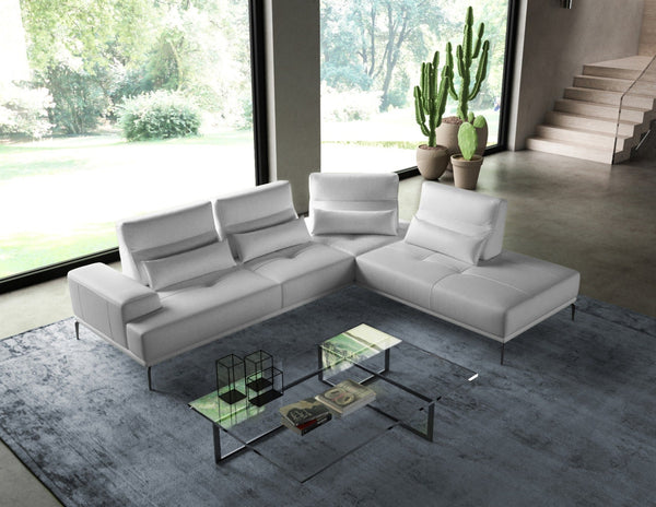 Coronelli Collezioni Sunset Contemporary Italian White Leather Right Facing Sectional Sofa - MONAVILLA