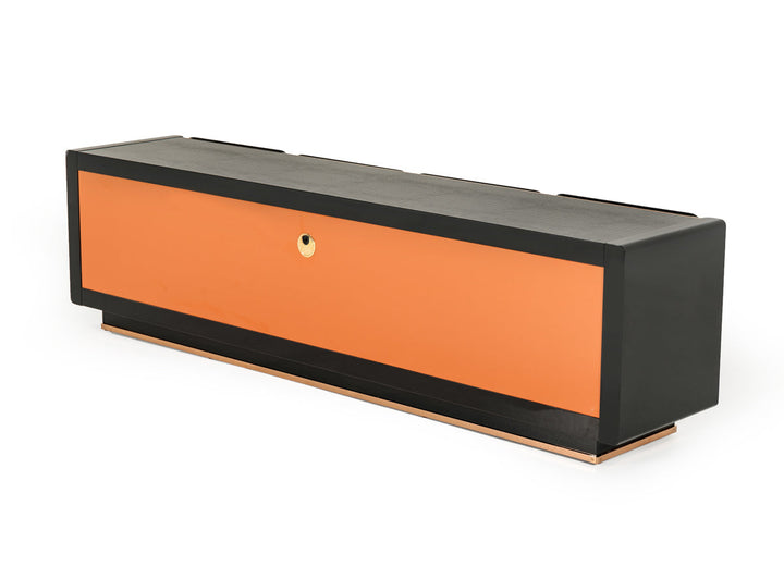 A&X Talin Modern Black Crocodile & Rosegold TV Stand - MONAVILLA