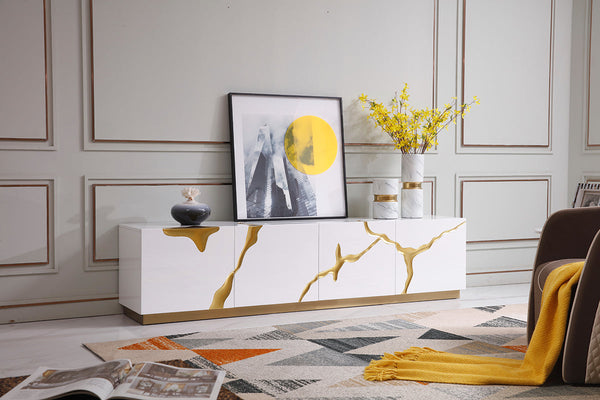 Modrest Aspen Modern White & Gold TV Stand - MONAVILLA