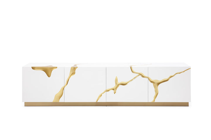 Modrest Aspen Modern White & Gold TV Stand - MONAVILLA