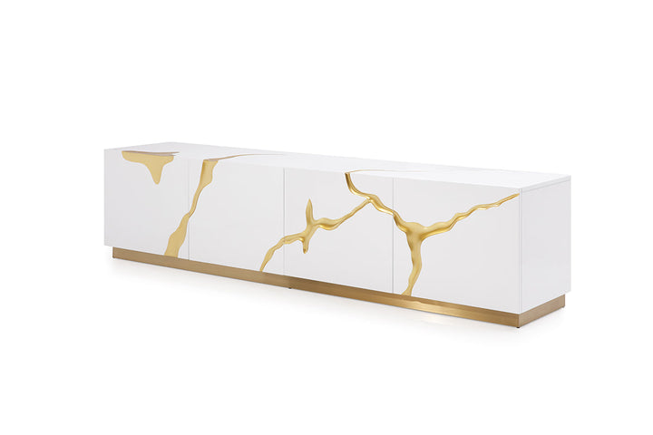 Modrest Aspen Modern White & Gold TV Stand - MONAVILLA