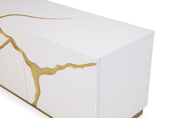 Modrest Aspen Modern White & Gold TV Stand - MONAVILLA