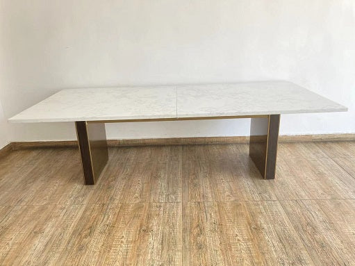 Modrest Auer White Marble & Gold Dining Table - MONAVILLA