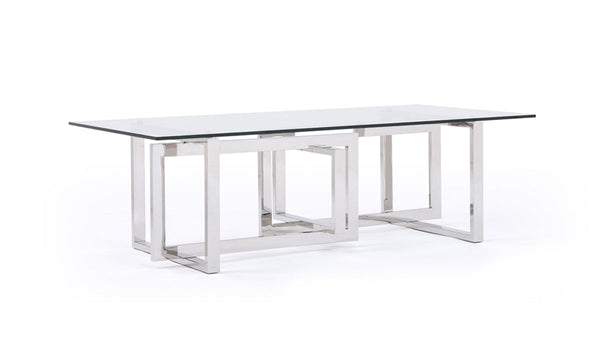 Modrest Valiant Modern Glass & Stainless Steel Coffee Table - MONAVILLA