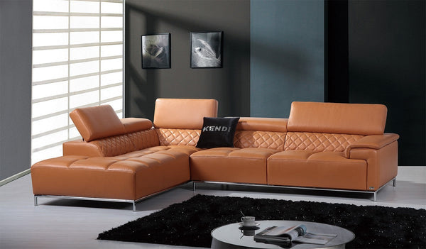 Half Leather Divani Casa Citadel Modern Leather Sectional Sofa - MONAVILLA