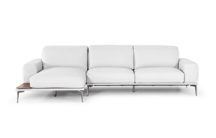 Estro Salotti Villeneuve Modern White Italian Left Facing Sectional Sofa - MONAVILLA