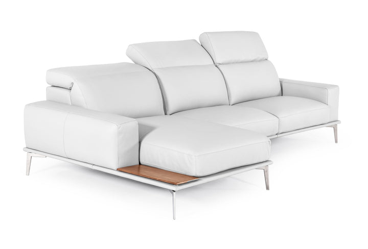 Estro Salotti Villeneuve Modern White Italian Left Facing Sectional Sofa - MONAVILLA