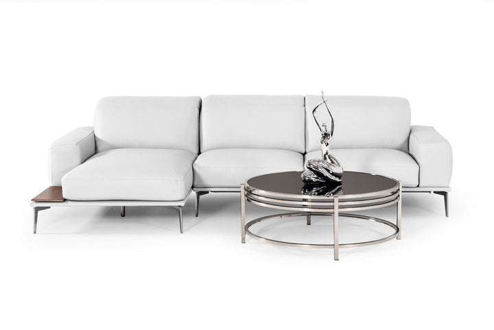 Estro Salotti Villeneuve Modern White Italian Left Facing Sectional Sofa - MONAVILLA