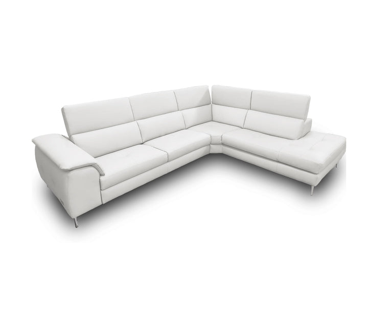 Coronelli Collezioni Viola Italian Contemporary Grey Leather Right Facing Sectional Sofa - MONAVILLA