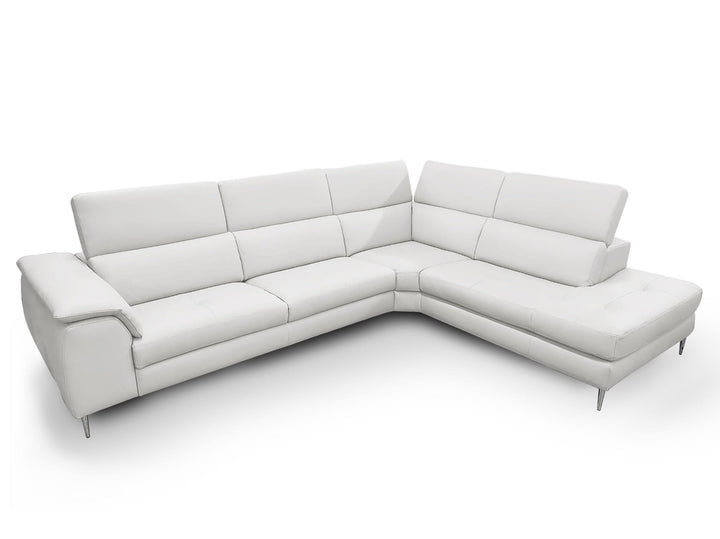 Coronelli Collezioni Viola Italian Contemporary Grey Leather Right Facing Sectional Sofa - MONAVILLA